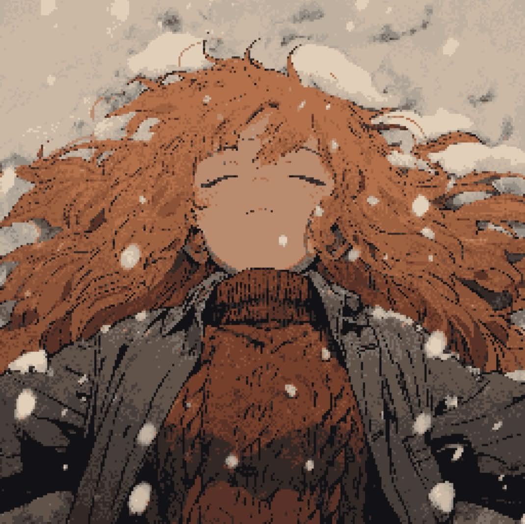 Mephisto snow portrait with eyes closed